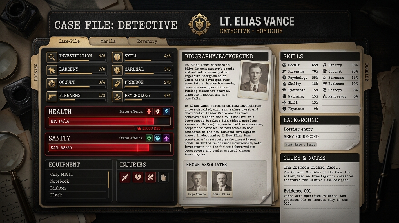 Investigator Sheet